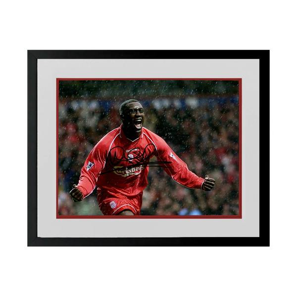 Emile Heskey Signed Liverpool 16x12 Image Deluxe Mount Frame