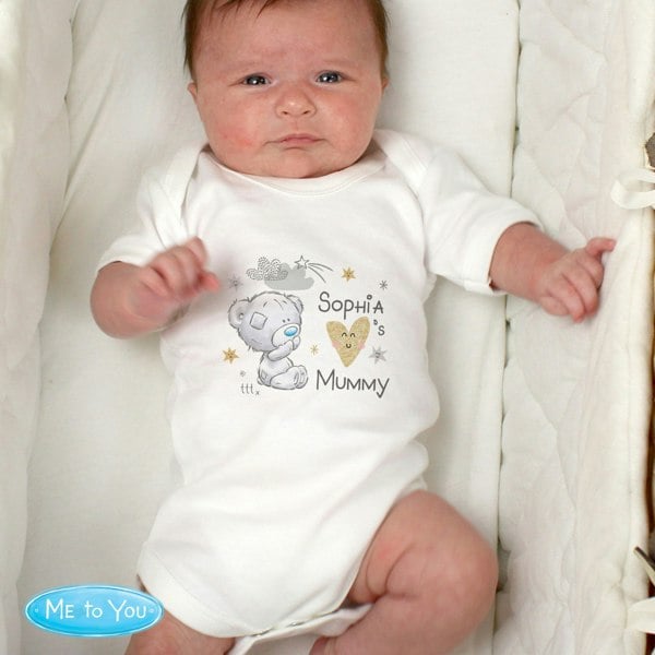 Personalised Memento Company Personalised Tiny Tatty Teddy I Heart 0-3 Months Baby Vest