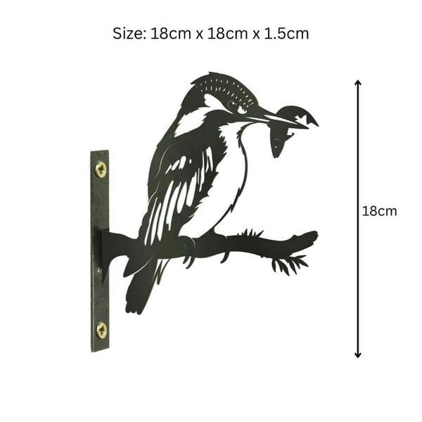 EDH Door Hardware Metal Kingfisher Tree Silhouette – 18cm x 28cm | Rustic Outdoor & Indoor Wall Art for Garden, Fence, or Home Décor