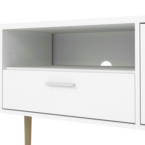 Wyld Haus Nagoya White Media TV Unit 2 Doors 1 Drawer 1 Shelf