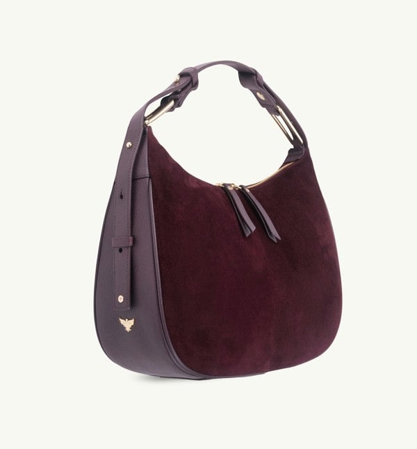 Apatchy London The Charlie Burgundy Suede Bag