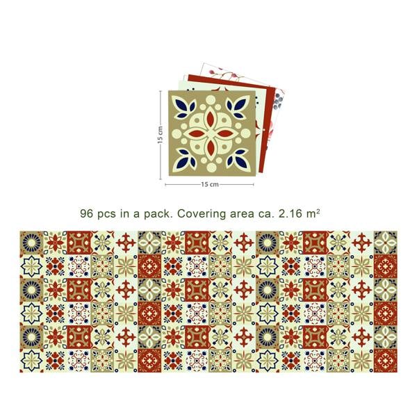WT1564 - Bahia Burnt Orange and Beige Moroccan Wall Tile Sticker Set - 15 cm x 15 cm - 24 pcs