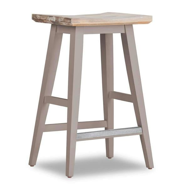 Statement Furniture Florence Wooden Bar Stool with Legs H65cm, Acacia Hardwood Rectangular Seat