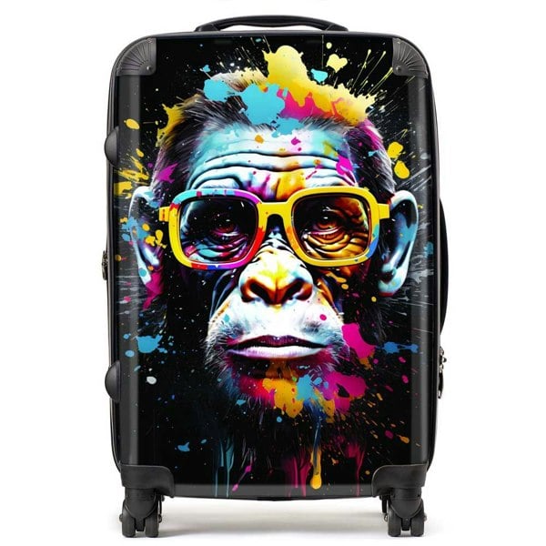 Warren Reed Coloured Splashart Monkey Face Suitcase