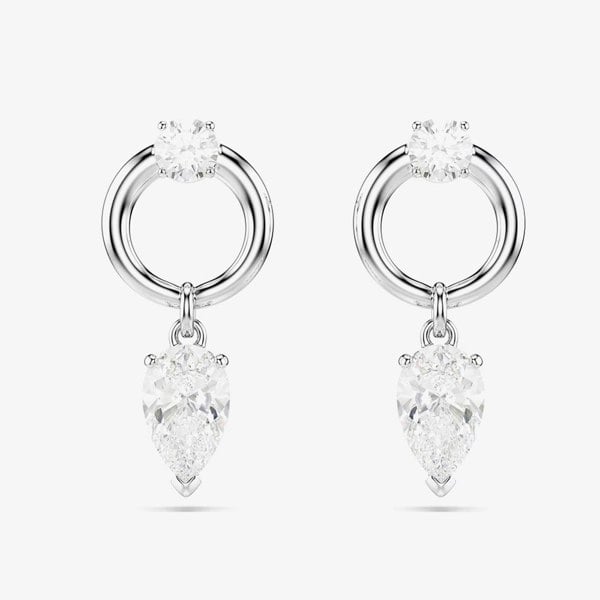 Swarovski Mesmera Rhodium Plated White Zirconia Drop Stud Earrings 5723177