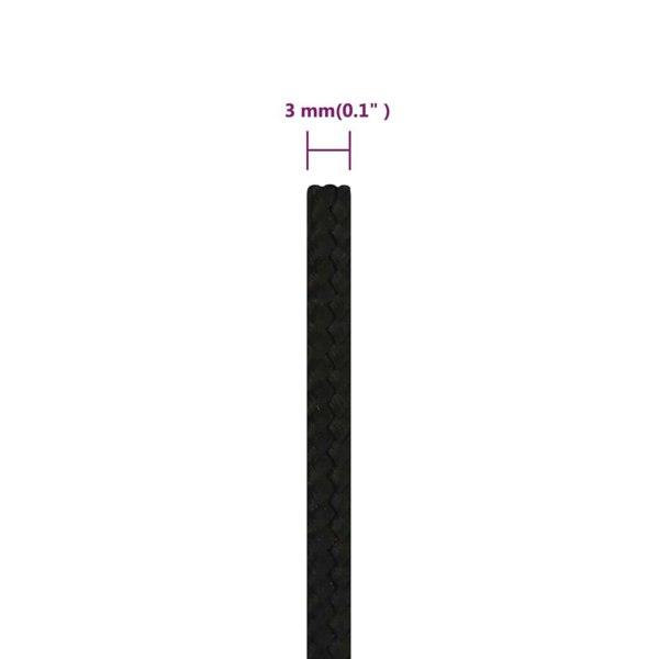 Berkfield Work Rope Black 3 mm 250 m Polyester
