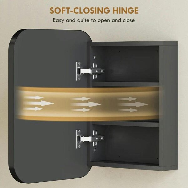 Bathroom Medicine Cabinet with Mirror, Bathroom Wall Cabinet with Adjustable Shelves, Soft Close Hinges, Black