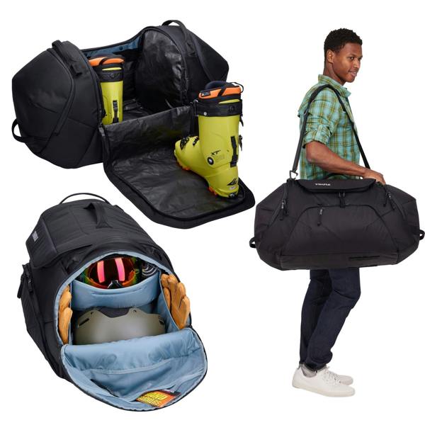 Thule RoundTrip Ski Boot Bag 80L Black Travel Duffel for Ski & Snowboard