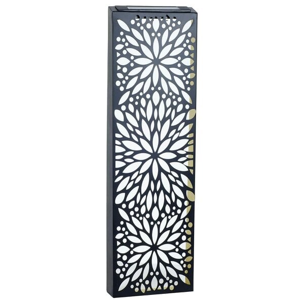 EDH Door Hardware Metal Flower Solar Wall Panel – 60 x 20 x 5 CM | Solar-Powered Outdoor Wall Art | Weatherproof Metal Garden Decor