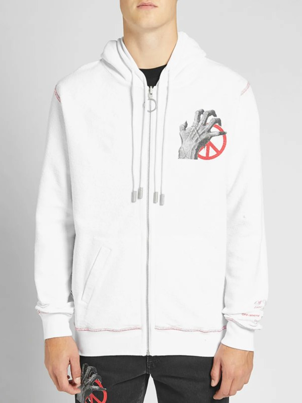 Off-White x Undercover Skeleton Crossover Reversible Zip Hoodie – White