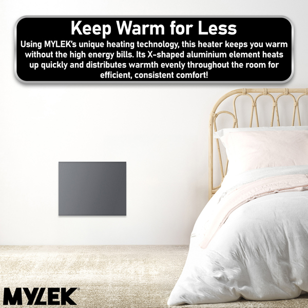 MYLEK Panel Space Heater 500W Eco Smart WiFi App Radiator Electric Slim Low Energy IPX4 rated