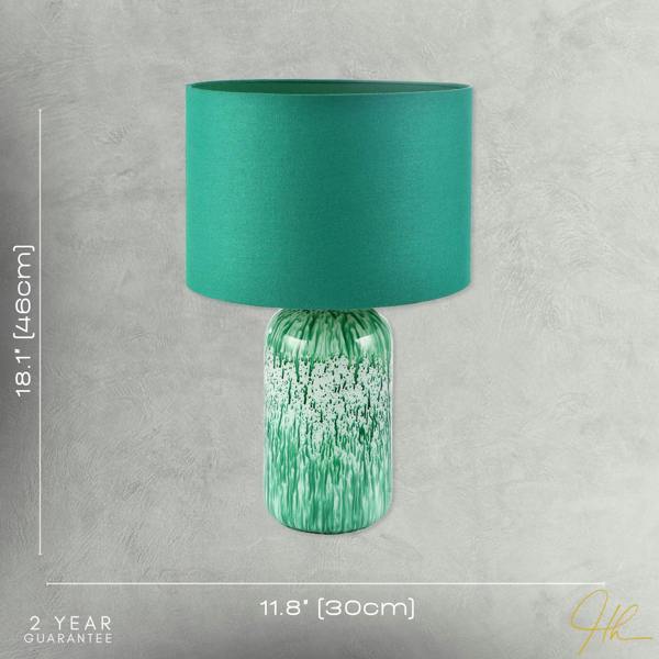 Modern Emerald Green Marble Drip Snowflake Glass Table Lamp with Shade Image 7