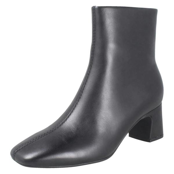 Clarks Ladies Clarks Square Toe Block Heeled Ankle Boots Fernie Zip