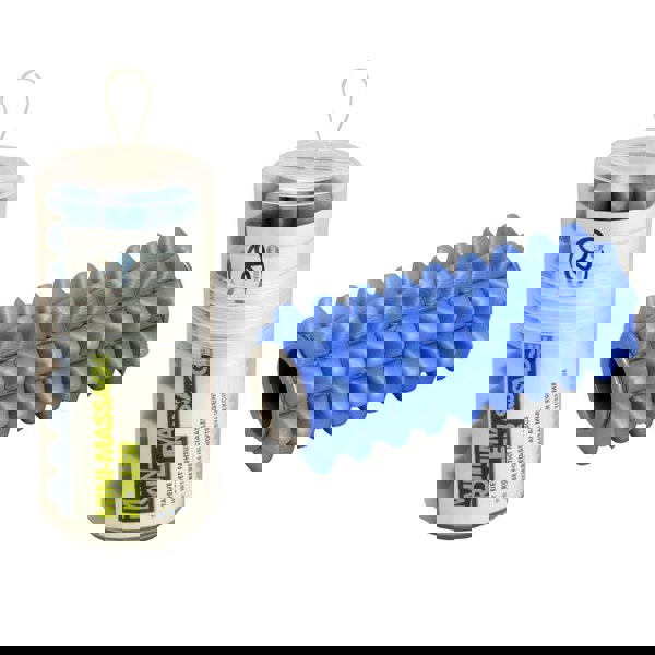 Fitness Mad Mini-Massage Foam Roller - Blue along side another in its packaging