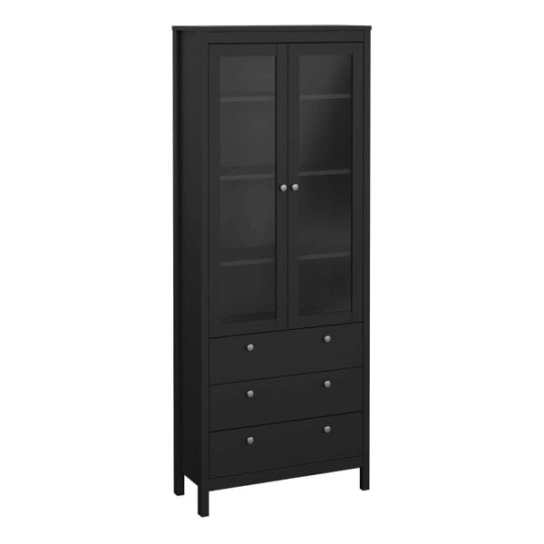 Wyld Haus Gossmere Matt Black China Cabinet 2 Doors 3 Drawers