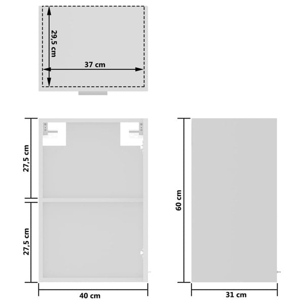 Berkfield Hanging Glass Cabinet White 40x31x60 cm Engineered Wood