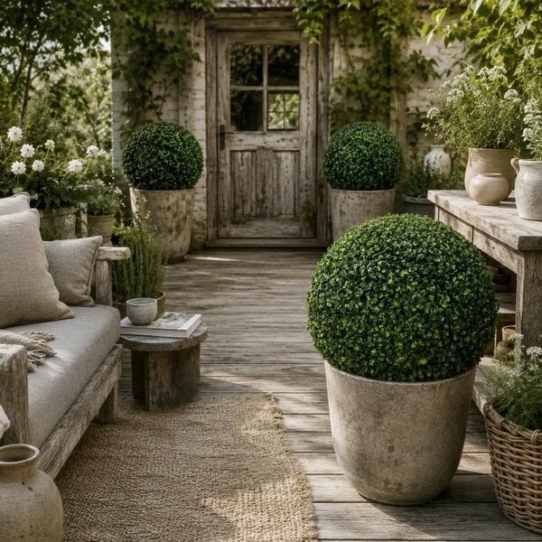Wyld Haus Tasa Halo Pair Of Artificial Boxwood Ball Plants In Green Finish