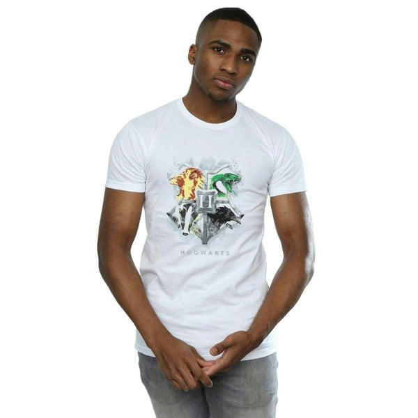 Harry Potter Mens Hogwarts Painted Crest T-Shirt - White