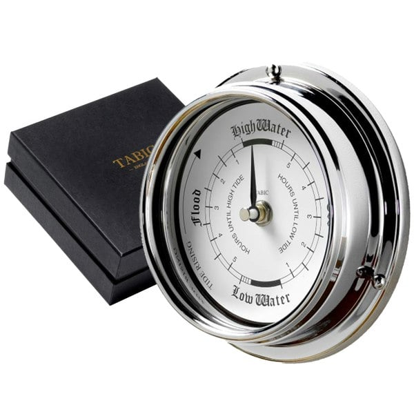 Tabic Handmade Tide Clock In Chrome With Stunning White Dial