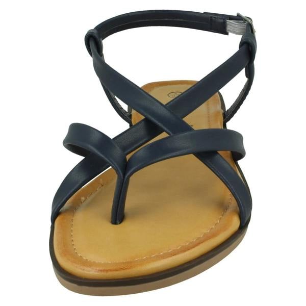 Savannah Ladies Savannah Flat Strappy Toepost Sandal with Buckle Strap F00444