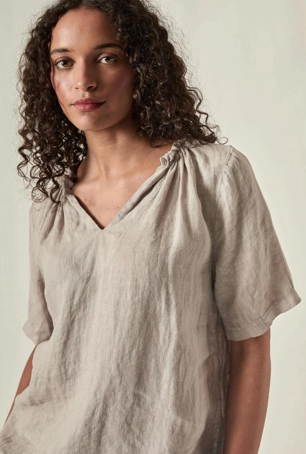 James Lakeland Taupe Pure Linen Blouse