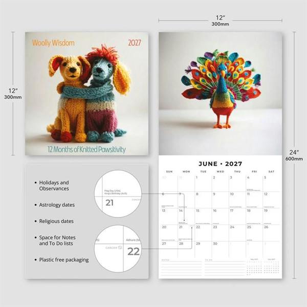 Brilliantly Brave, Woolly Wisdom Calendar 2027, Wall Calendars, Month To View, Humour, Gift