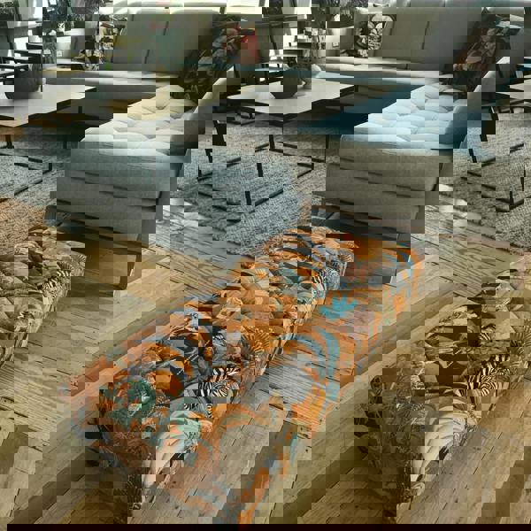 Low handcrafted plain velvet ottoman bench UK