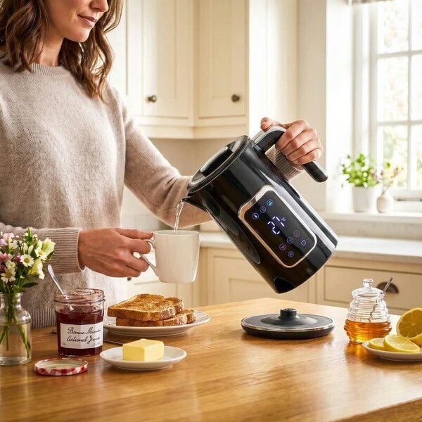 Electric Kettle, 1.7L Fast Boil 3000W Water Kettle with LED Display, Adjustable Temperature, Keep Warm Function, Black