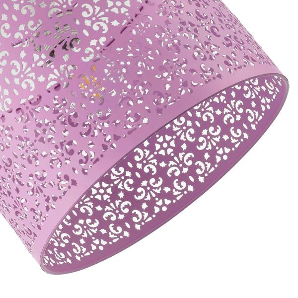 Lavender Lilac Moroccan Metal Pendant Lamp Shade with Floral Decor Image 5