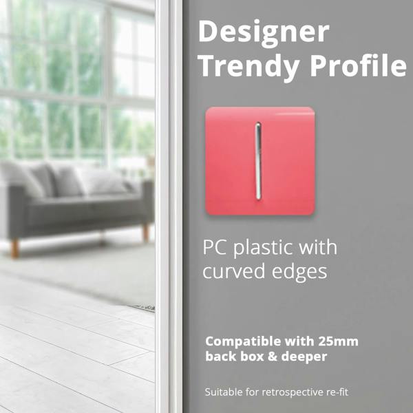 Trendi Switch 1 Gang 1 or 2 way Rocker Light Switch in Strawberry Red