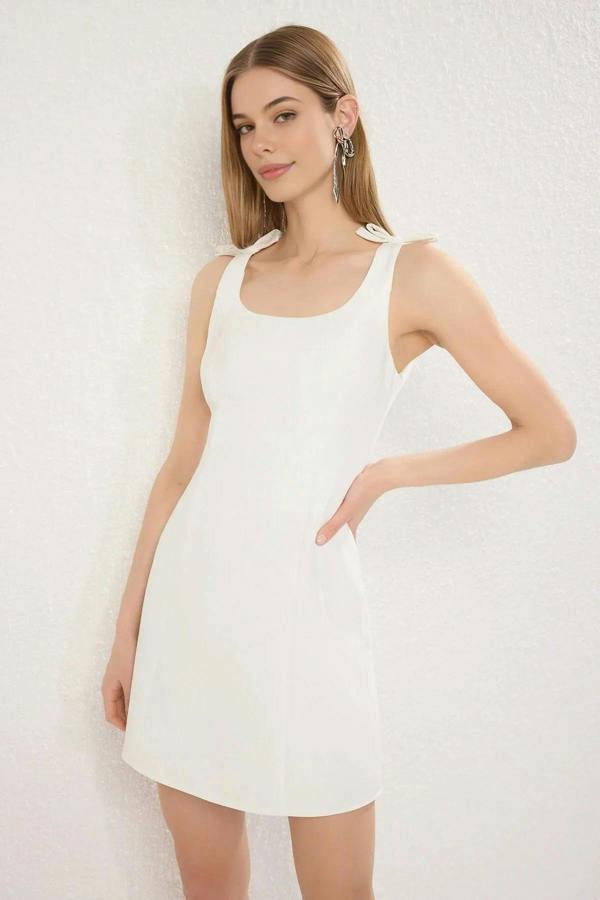 WOVCOR A-Line Mini Woven Dress with Bow