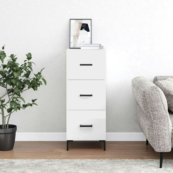 Berkfield Sideboard High Gloss White 34.5x34x90 cm Engineered Wood