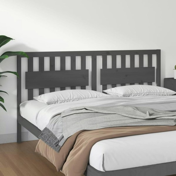 Berkfield Bed Headboard Grey 185.5x4x100 cm Solid Wood Pine