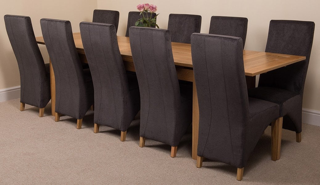 That's Furniture Richmond Large Oak Extending Dining Table with Lola Fabric Chairs