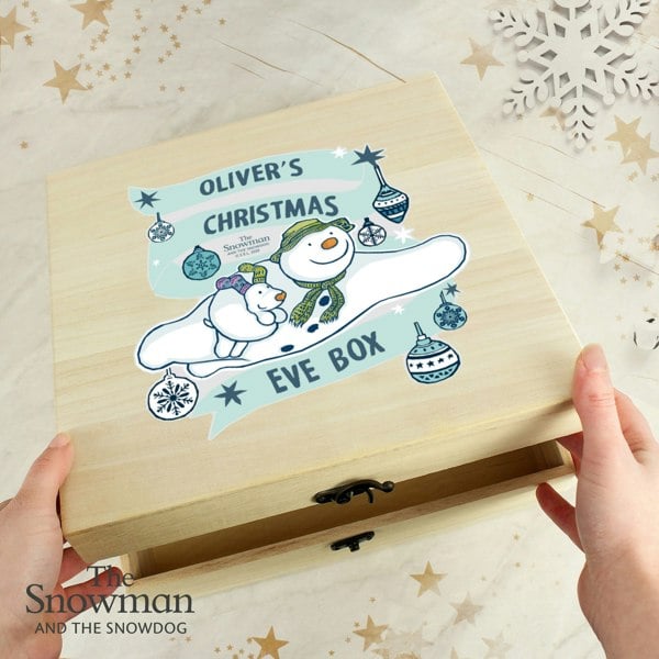 Personalised Memento Company Personalised The Snowman and the Snowdog Large Wooden Christmas Eve Box