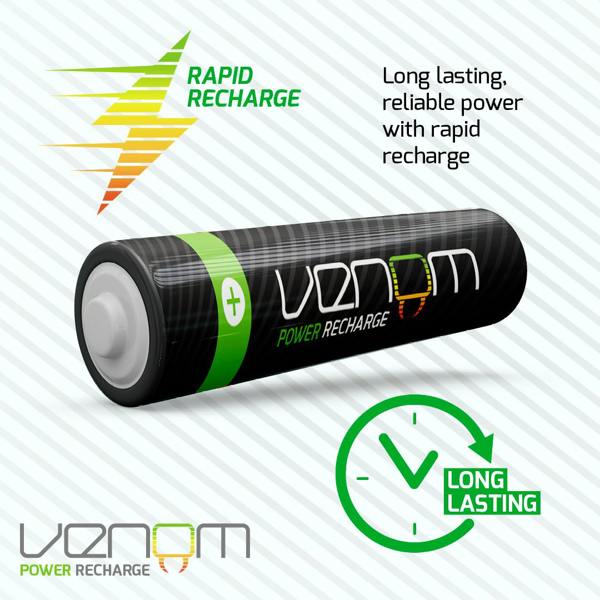 Venom Rechargeable AAA Batteries - High Capacity 800mAh (20-Pack)