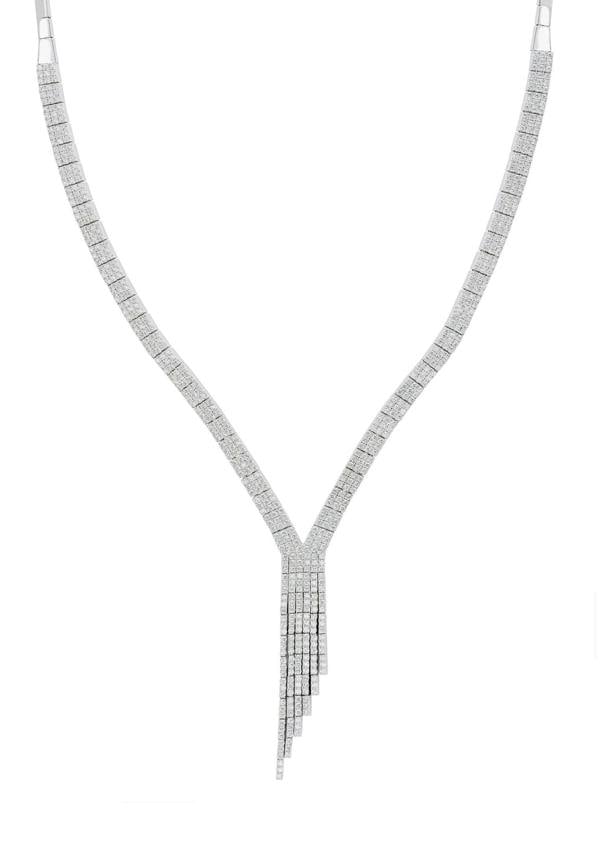 Latelita Charleston Statement Art Deco Tennis Necklace Silver