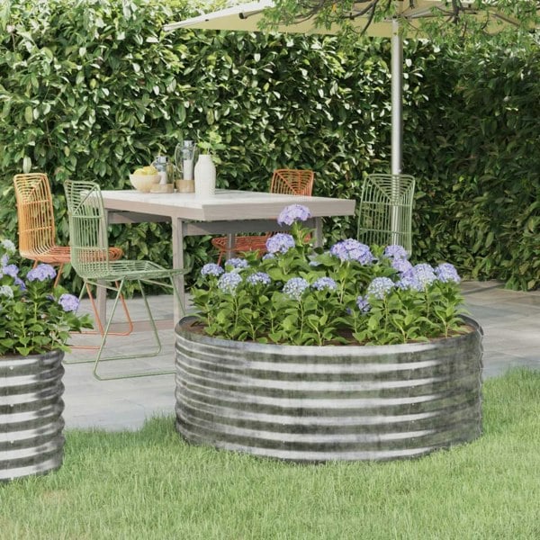 Berkfield Garden Raised Bed Powder-coated Steel 100x100x36 cm Silver