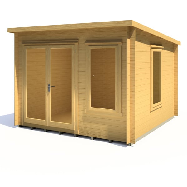 Shire Emneth 10x10 Pent Log Cabin 19mm interlock  Cladding