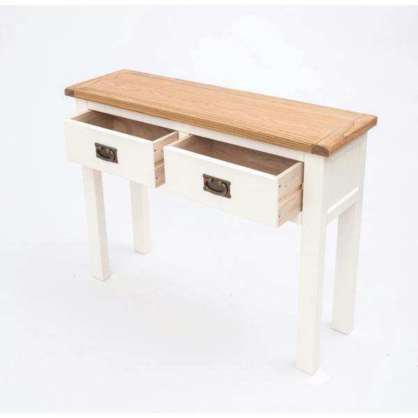 Cabinet Bits Lovere Off White 2 Drawer Console Table Brass Drop Handle