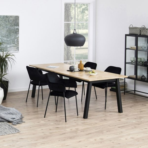 Furniture To Go Brighton Dining Table in Oak with Herringbone Effect 220x95cm