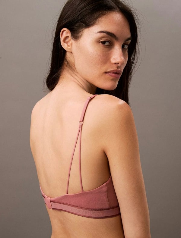 Calvin Klein TONAL LOGO COTTON Womens Bralette Red Grape W/ Apple Butter Logo