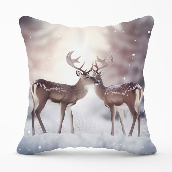 Warren Reed Reindeer In The Snow Cushions