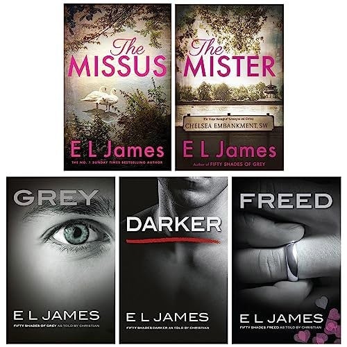 E L James Fifty Shades of Grey & Mister 5 Book Set Grey, Darker, Freed, The Mister, The Missus