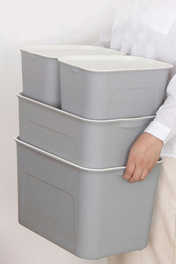 4pcs Plastic Storage Boxes Box With Lids Home Office Room Stackable Multipurpose