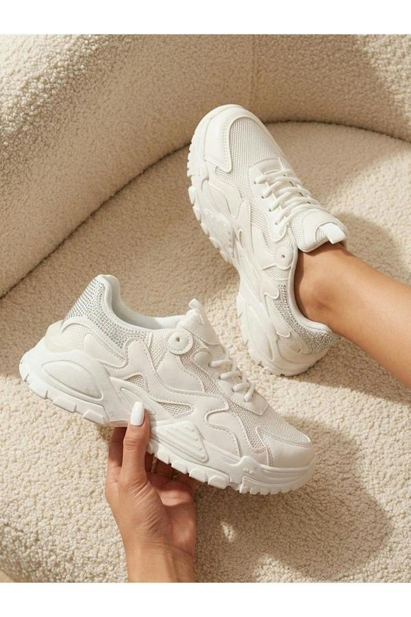Ivy Studded Chunky Trainers - White