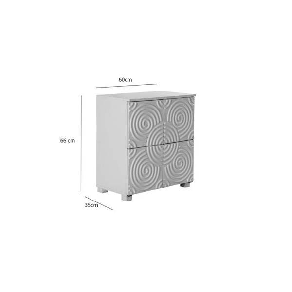 Timber Art Design Modern Storage Cabinet, 4 Doors, White Swirl Pattern