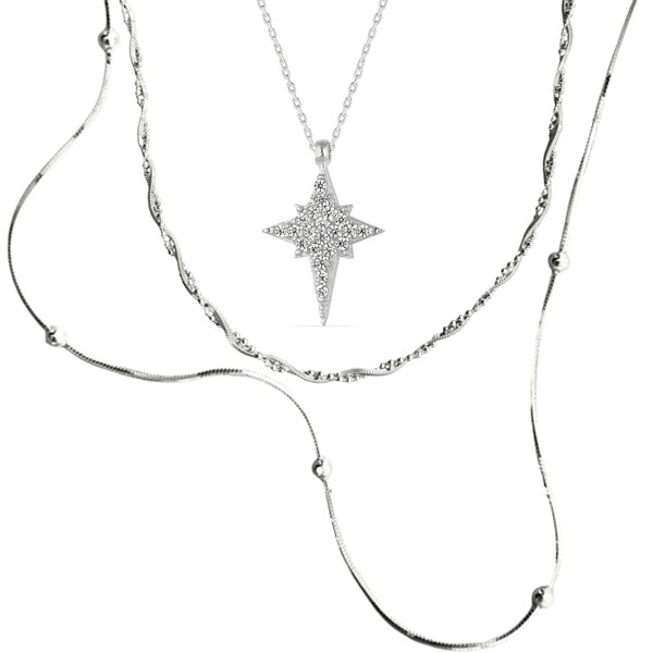 Spero London Necklace Layering Set Beaded Twisted and Northern Star