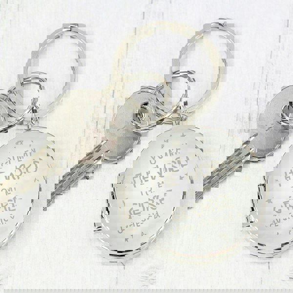 Personalised Memento Company Personalised You Mean The World To Me Round Photo keyring