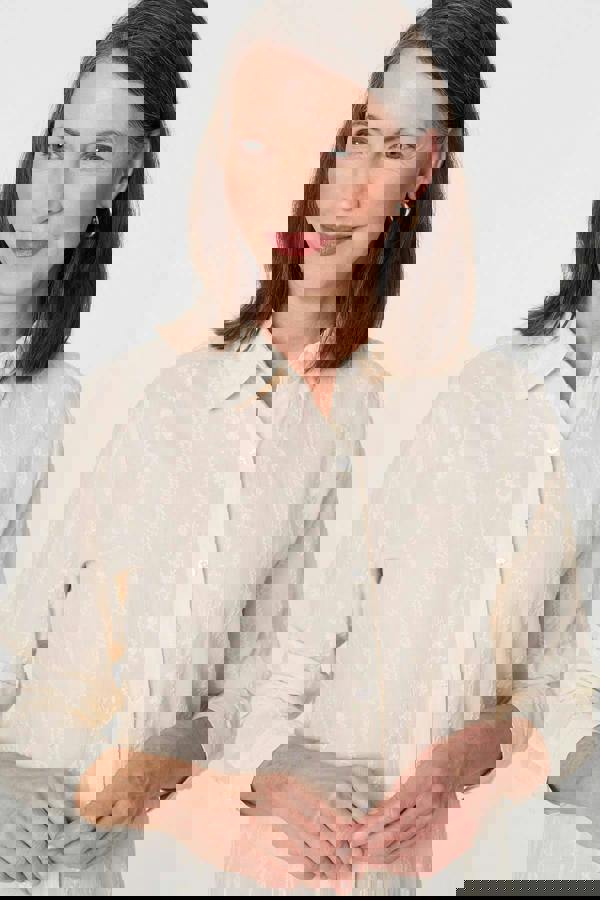 White | Embroidery Textured Long Sleeve Shirt